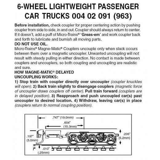 MICRO-TRAINS 004 02 091 - 6-Wheel Lightweight Pass