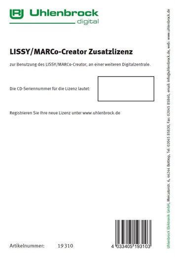 Uhlenbrock 19310 - LISSY/MARCo-Creator Zusatzlizen